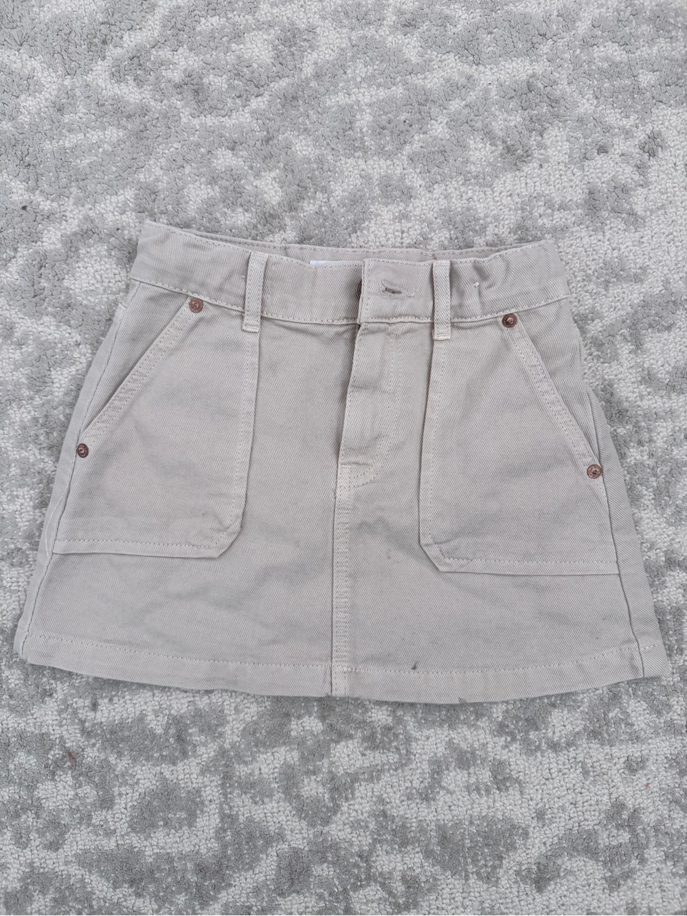 Zara Beige Utility Mini Skirt with Front Pockets
